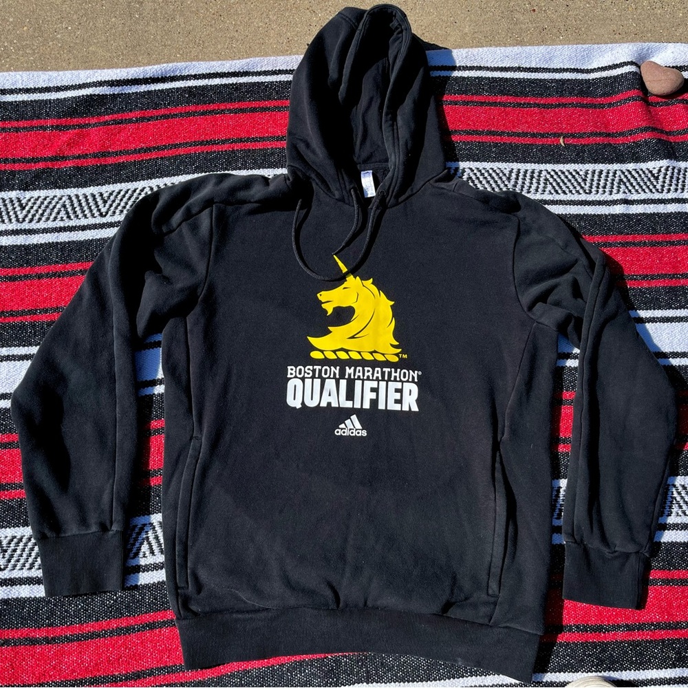 Mens Adidas Black Boston Marathon Hoddie